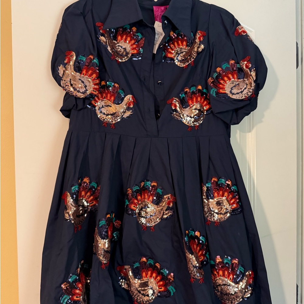 Queen of Sparkles Navy Turkey Dress